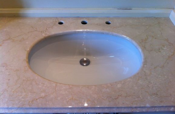Repaired & Polished Botticino Marble Vanity Top