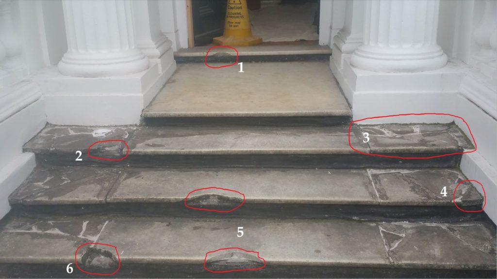 Damaged Old Carrera Marble Stairs