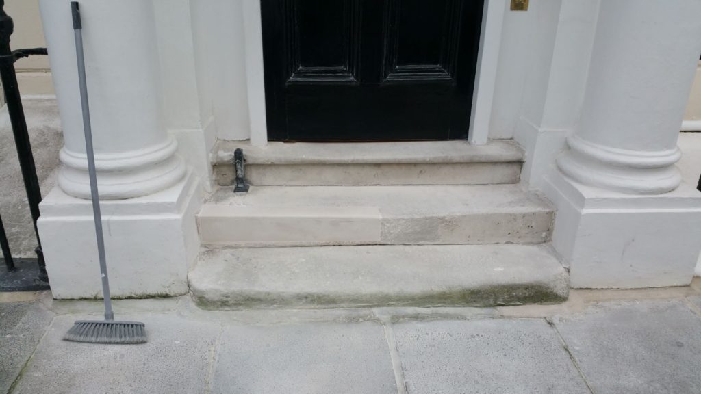 The completed patch repair to the Portland Limestone Step