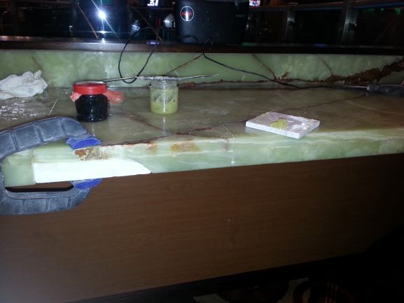 Onyx Table With Broken Pieces Fixed In Place