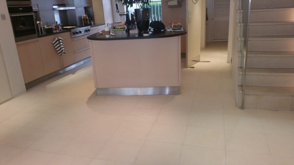 LIMESTONE KITCHEN FLOOR - CLEANED WITH POWER CLEAN