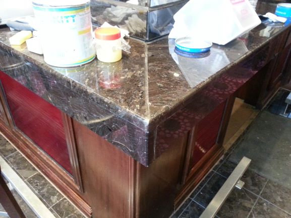 Resin Repaired Granite Bar Top Front View