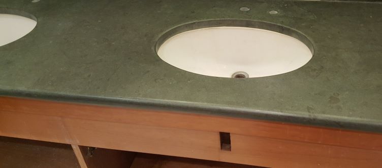 Jura vanity top with a matt finish after being restored and sealed